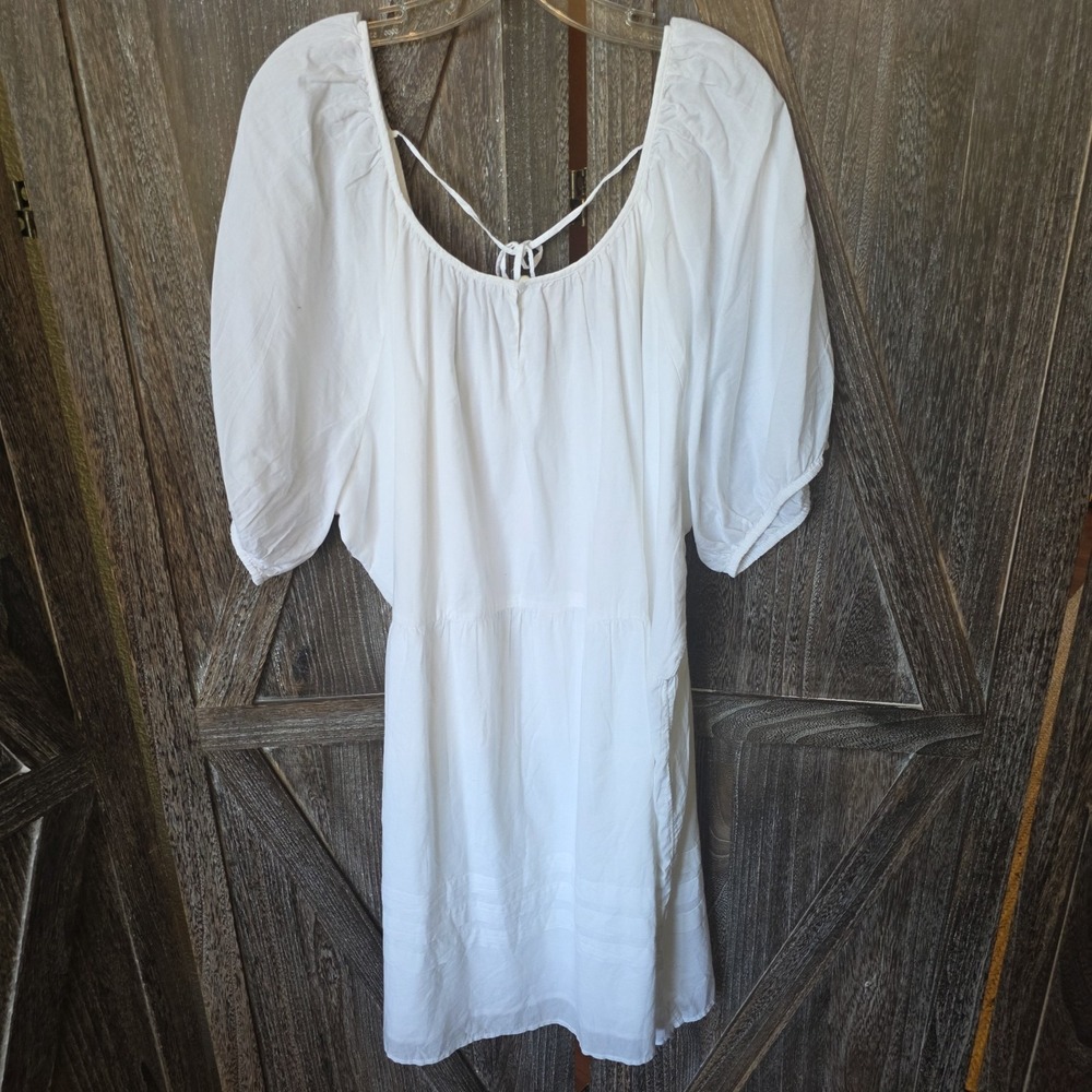 Old Navy Dress Women's Size 4X White Sheer Lightweight Short Lined Peasant New
